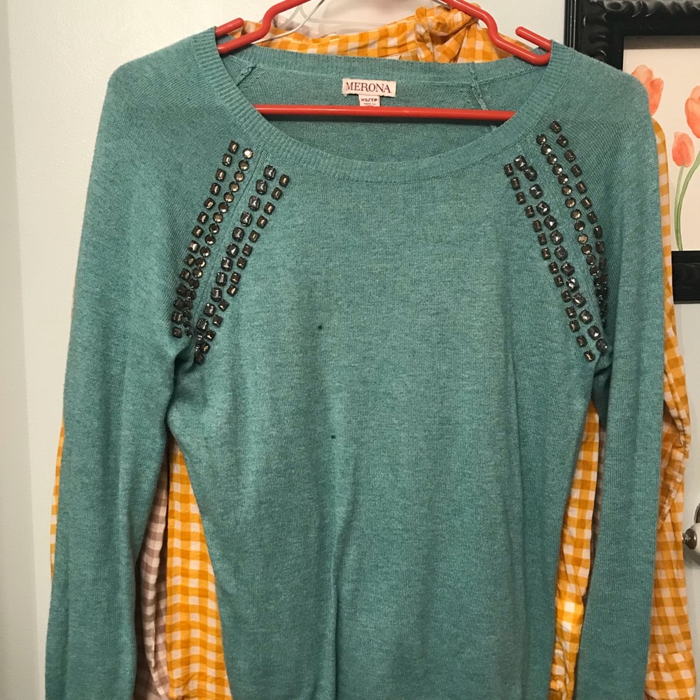 Studded jeweled sweater